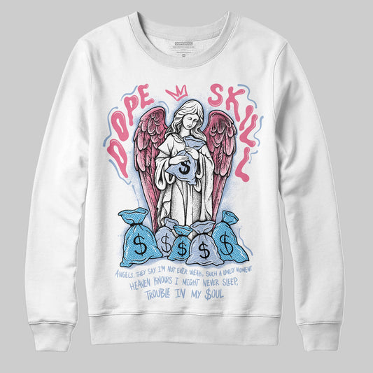 Jordan 3 GS “Cobalt Bliss” DopeSkill Sweatshirt Angels Graphic Streewear - White