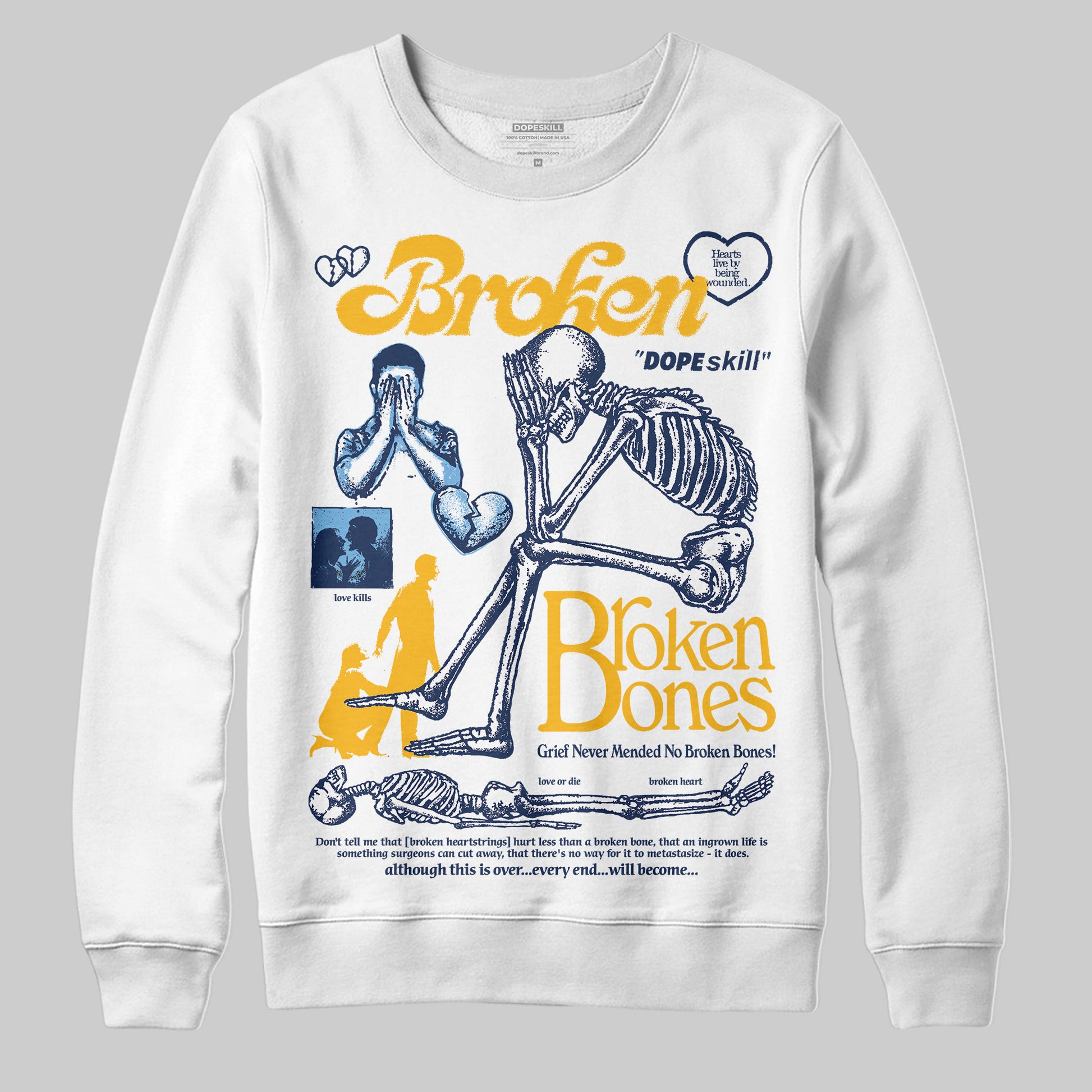 Jordan 4 Retro ‘Dunk From Above’ DopeSkill Sweatshirt Broken Bones Graphic Streetwear - White