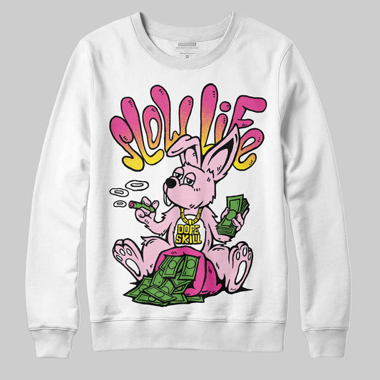 Pink Sneakers DopeSkill Sweatshirt Slow Life Graphic Streetwear - White