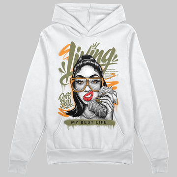 Olive Sneakers DopeSkill Hoodie Sweatshirt Living My Best Life Graphic Streetwear - White