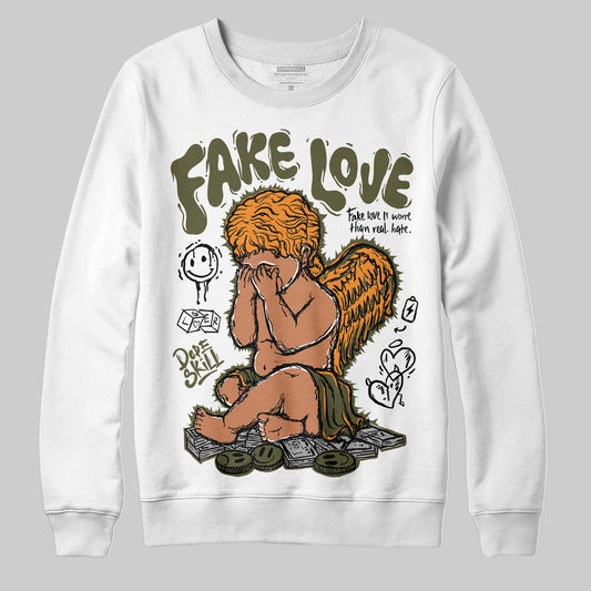 Olive Sneakers DopeSkill Sweatshirt False Love Graphic Streetwear - White