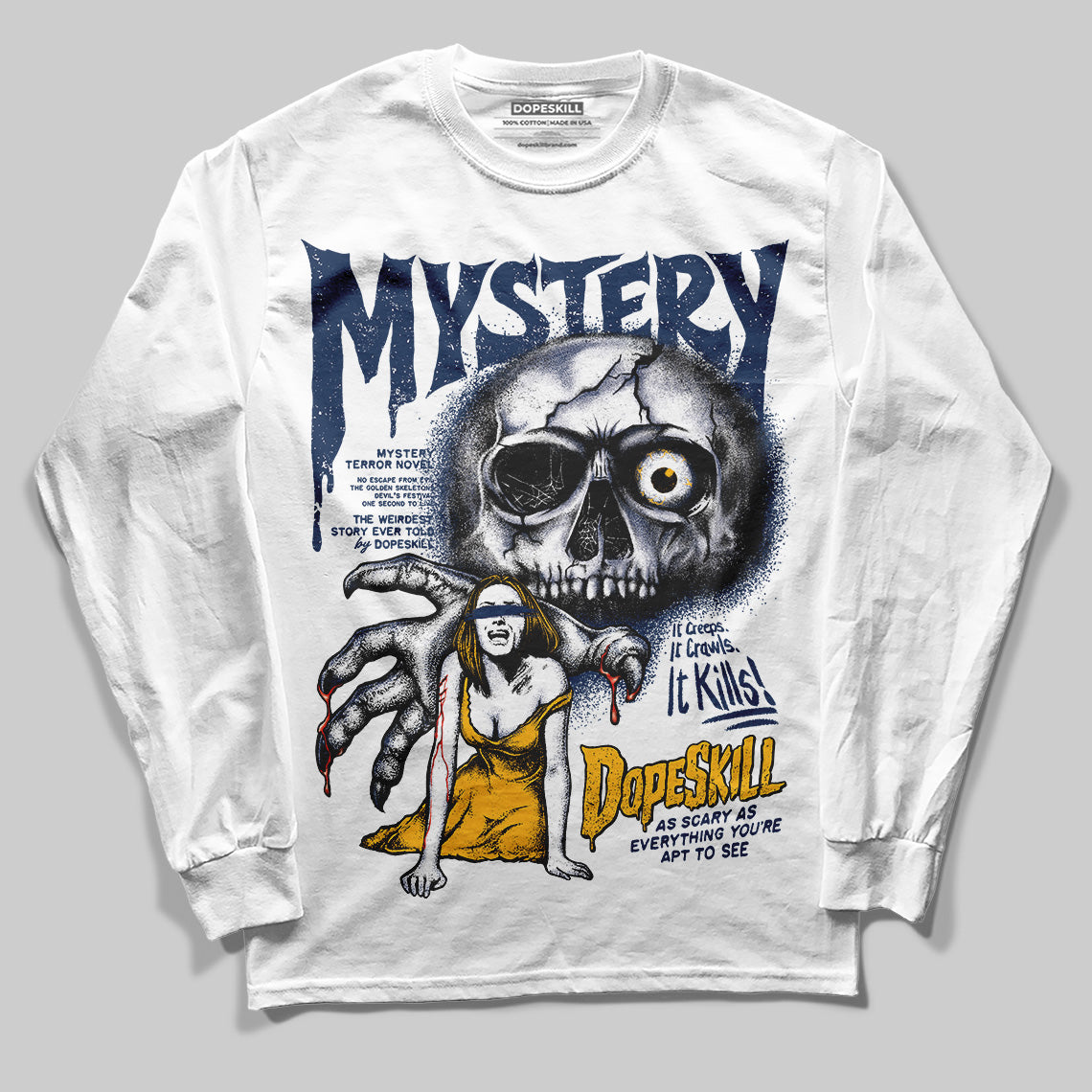 Jordan 4 Retro ‘Dunk From Above’ DopeSkill Long Sleeve T-Shirt Mystery Ghostly Grasp Graphic Streetwear - White