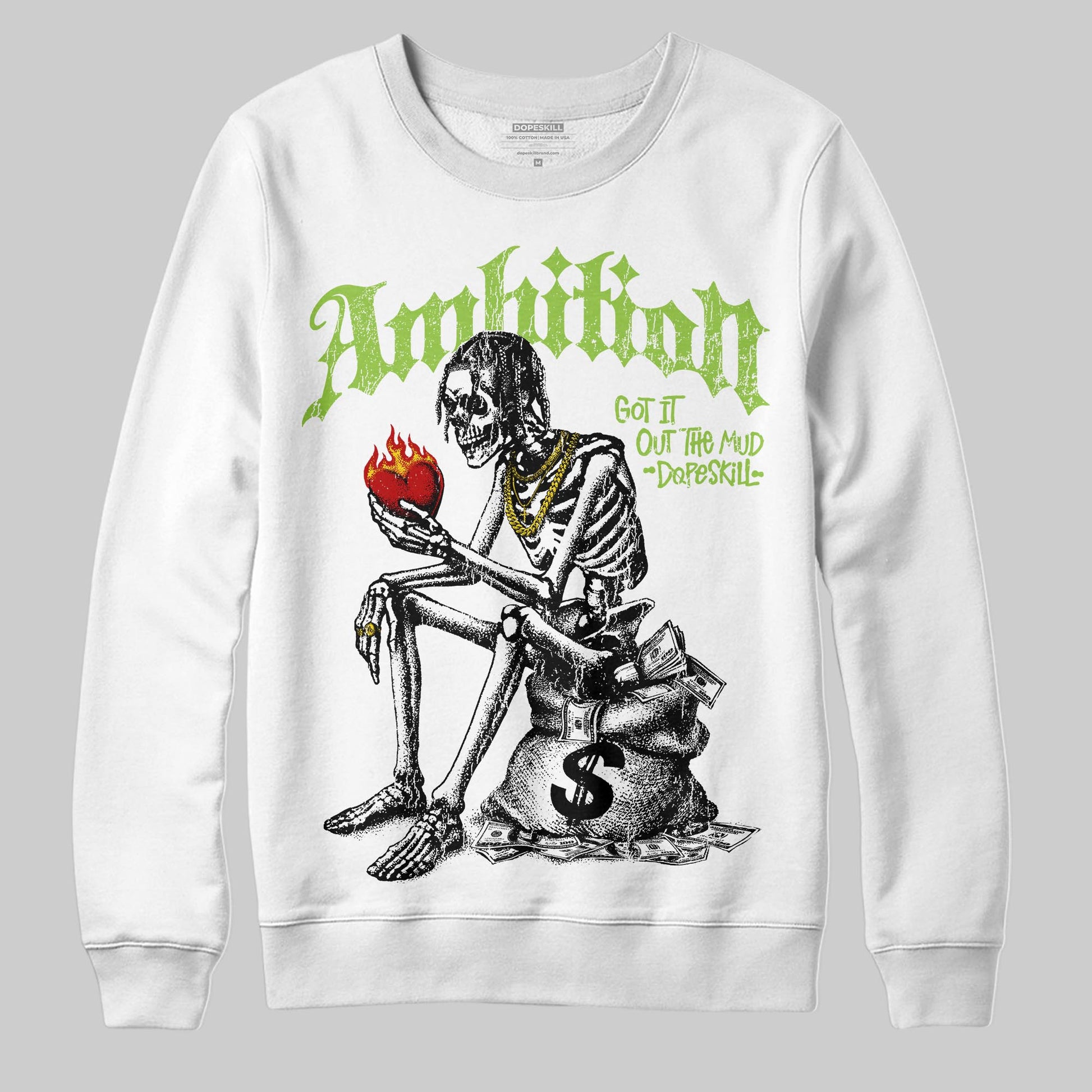 Neon Green Sneakers DopeSkill Sweatshirt Ambition Graphic Streetwear - White