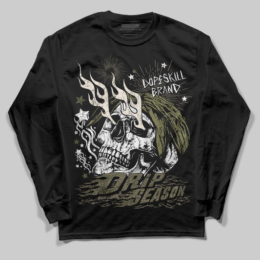 Jordan 3 “Medium Olive” aka “Family Affair” DopeSkill Long Sleeve T-Shirt Drip Season Graphic Streetwear - black