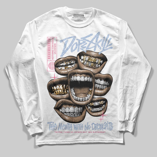 Jordan 3 GS “Denim/Pink Glow” DopeSkill Long Sleeve T-Shirt The Mouth With No Droughts Graphic Streetwear - White