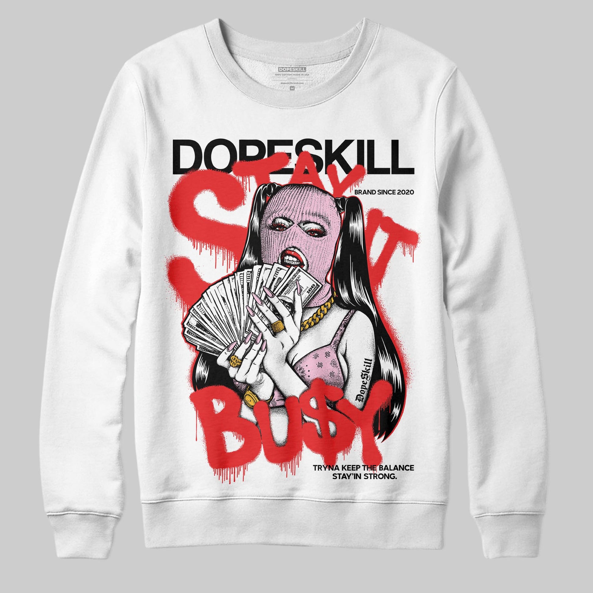 Awake NY x Air Jordan 5 Arctic Pink DopeSkill Sweatshirt Stay It Busy Graphic Streetwear - White
