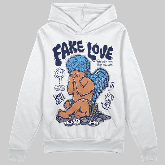 Jordan 3 "Midnight Navy" DopeSkill Hoodie Sweatshirt False Love Graphic Streetwear - White