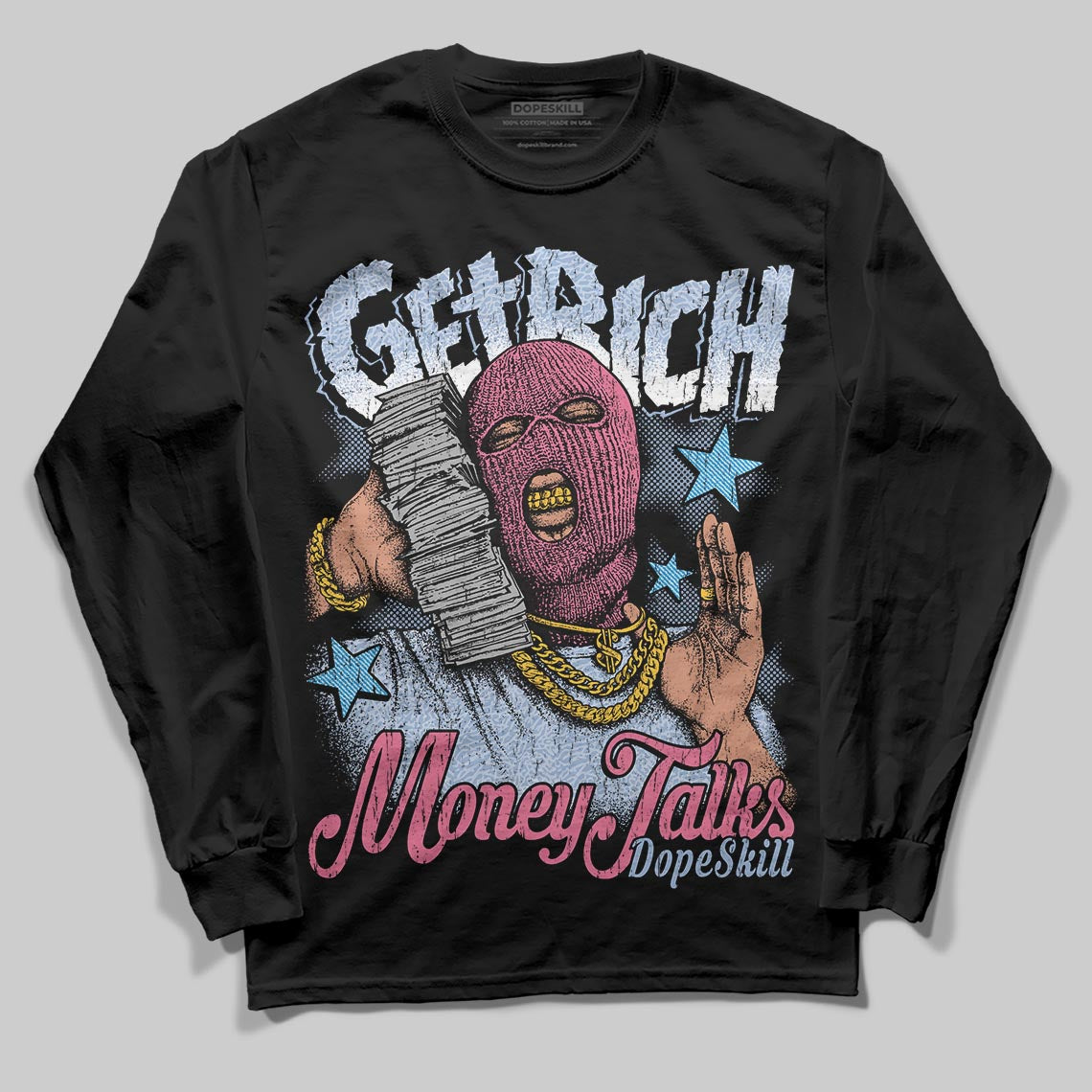 Jordan 3 GS “Cobalt Bliss” DopeSkill Long Sleeve T-Shirt Get Rich Graphic Streetwear - Black