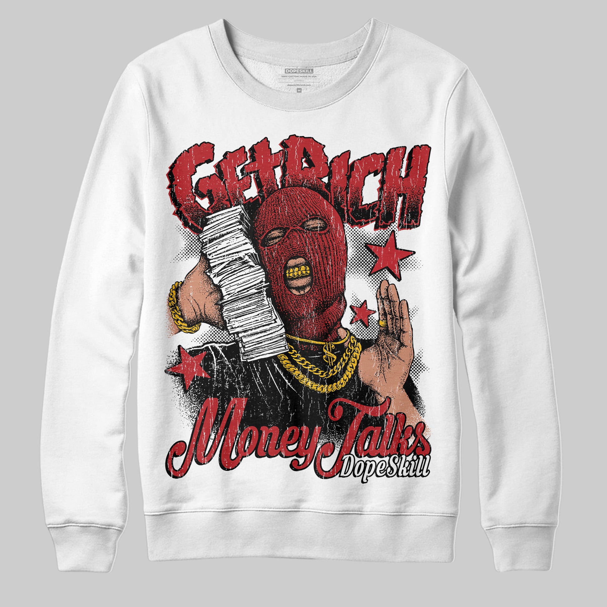 Jordan 12 Retro Flu Game (2025) DopeSkill Sweatshirt Get Rich Graphic Streetwear - White