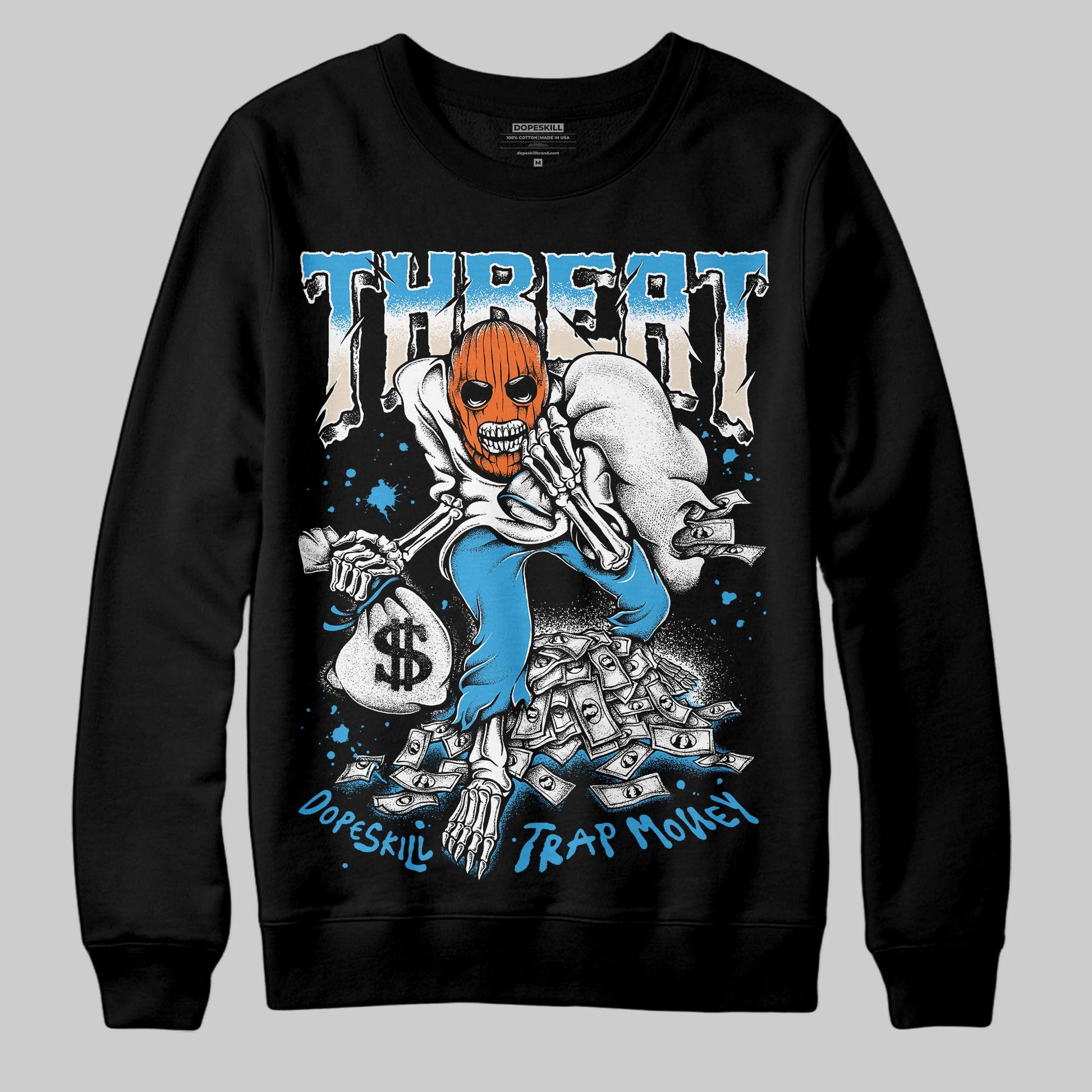 Jordan 1 High OG “UNC” Reimagined DopeSkill Sweatshirt Threat Graphic Streetwear - black