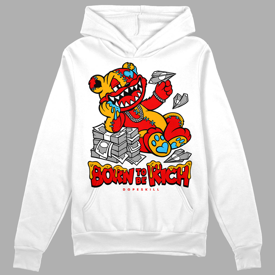 Red Sneakers DopeSkill Hoodie Sweatshirt Born To Be Rich Graphic Streetwear - White