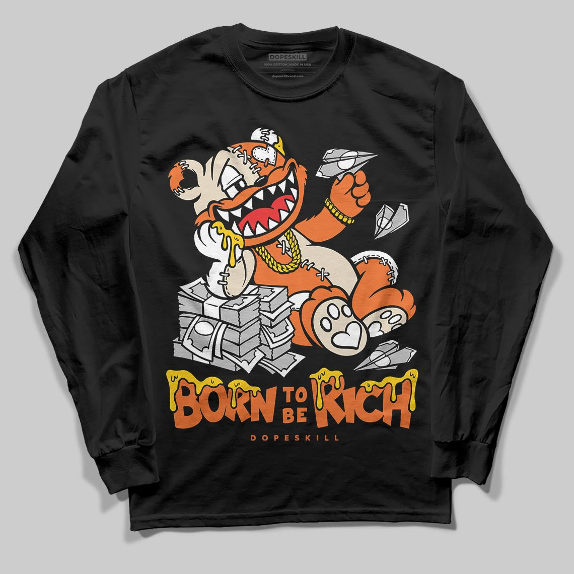 Jordan 3 “Starfish” DopeSkill Long Sleeve T-Shirt Born To Be Rich Graphic Streetwear - Black