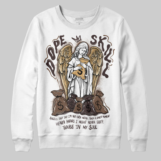 Jordan 5 “Earth/Metallic Gold” DopeSkill Sweatshirt Angels Graphic Streetwear - White