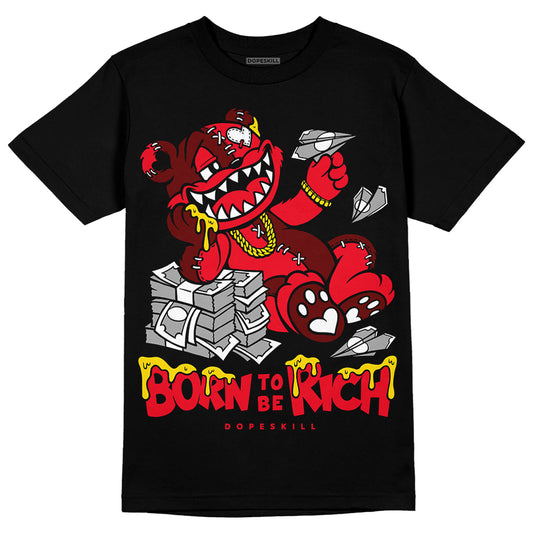 Jordan 4 Red Thunder DopeSkill T-Shirt Born To Be Rich Graphic Streetwear - Black