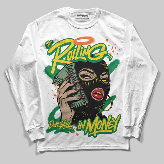 Green Sneakers DopeSkill Long Sleeve T-Shirt Rolling in Money Graphic Streetwear - White