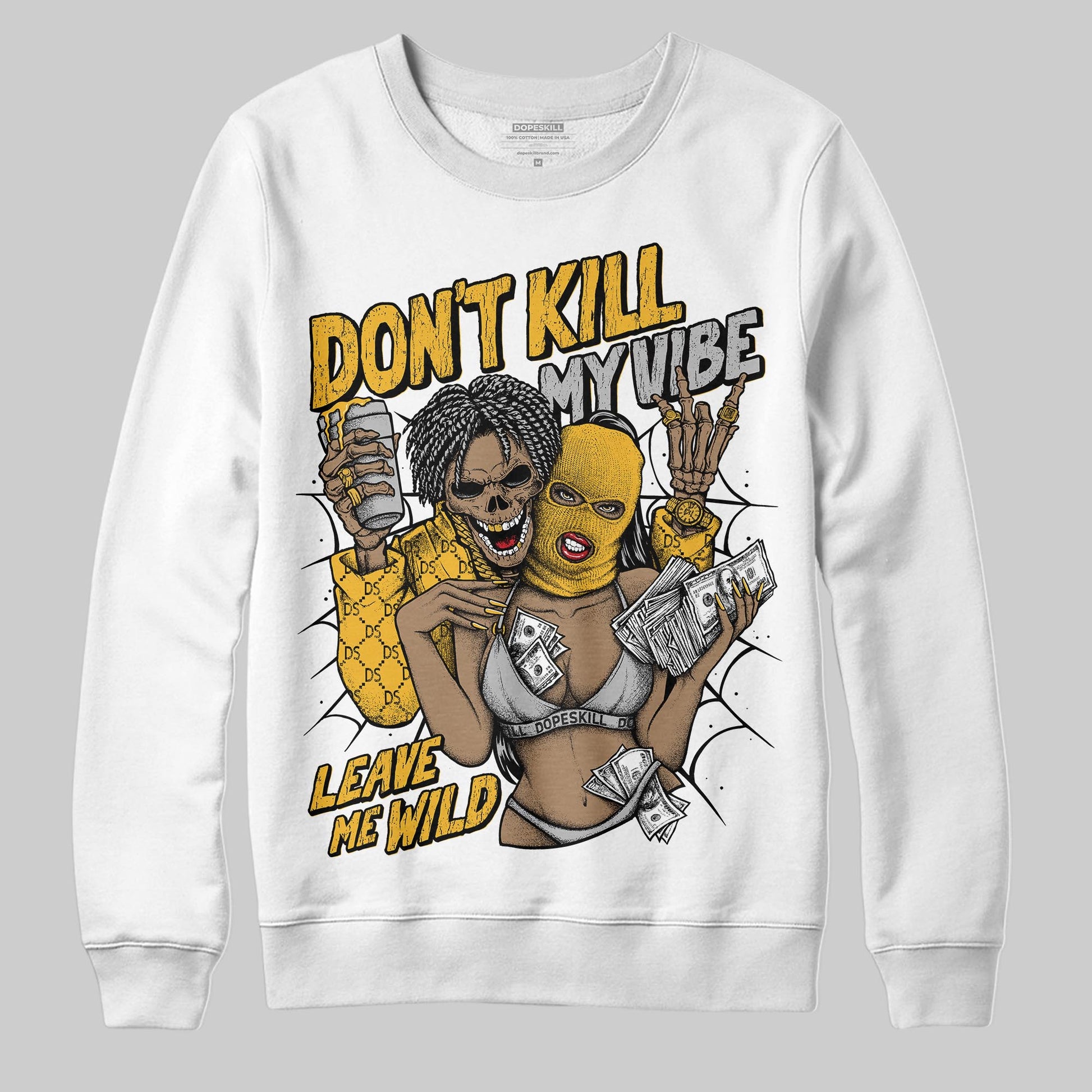 Jordan 5 'Tokyo' DopeSkill Sweatshirt Don't Kill My Vibe Graphic Streetwear - White