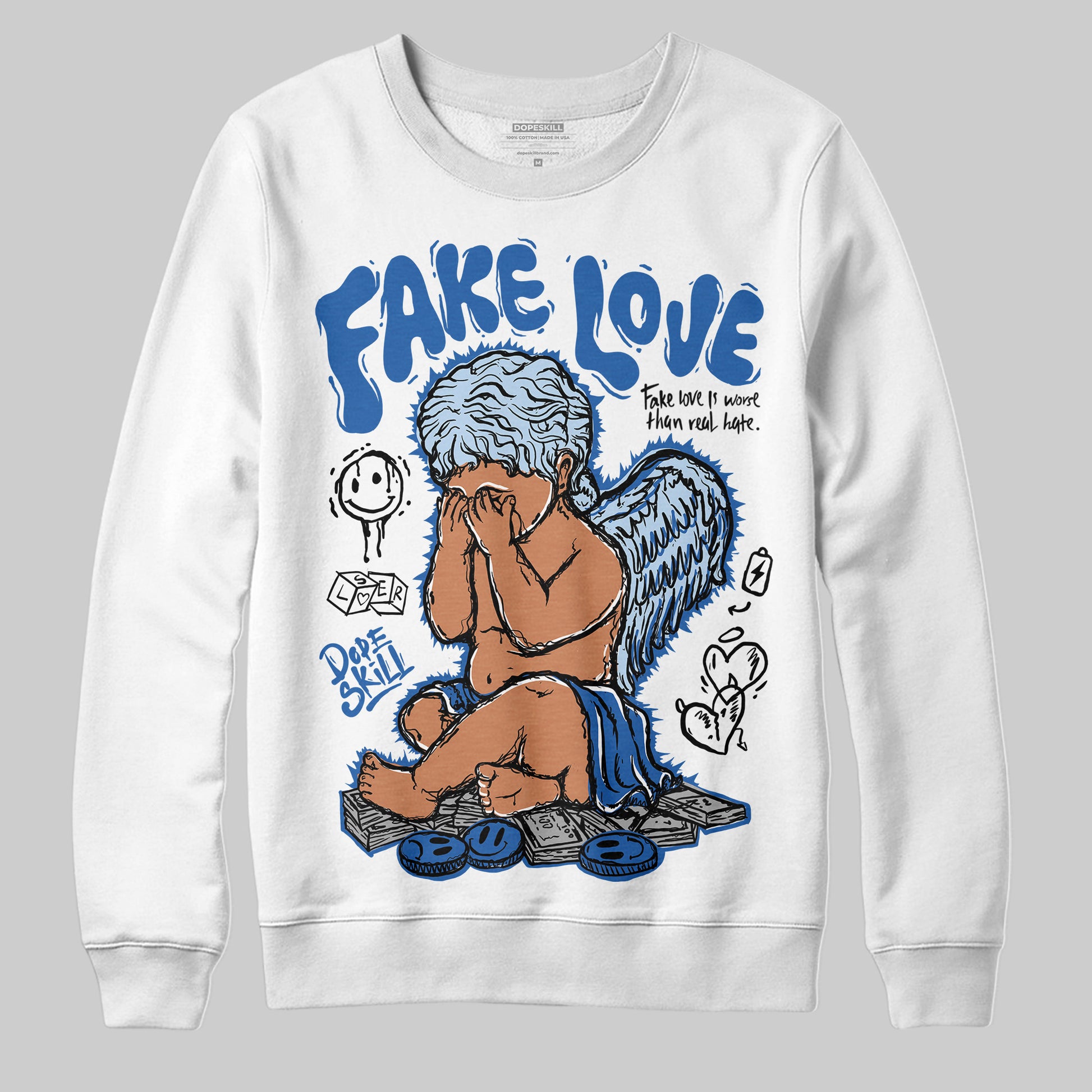 Jordan 11 Low “Space Jam” DopeSkill Sweatshirt False Love Graphic Streetwear - White