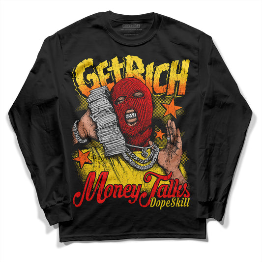 Jordan 4 Thunder DopeSkill Long Sleeve T-Shirt Get Rich Graphic Streetwear - Black