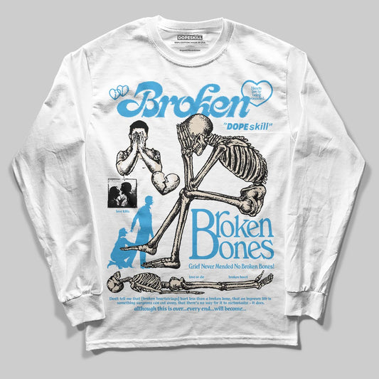 Jordan 1 High OG “UNC” Reimagined DopeSkill Long Sleeve T-Shirt Broken Bones Graphic Streetwear - White