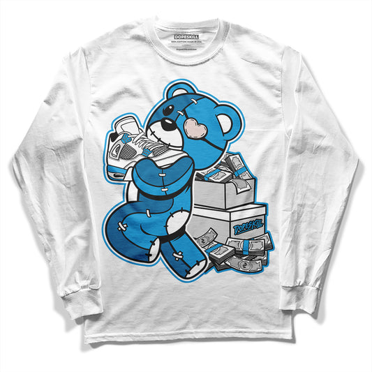 Jordan 4 Retro Military Blue DopeSkill Long Sleeve T-Shirt Bear Steals Sneaker Graphic Streetwear - WHite