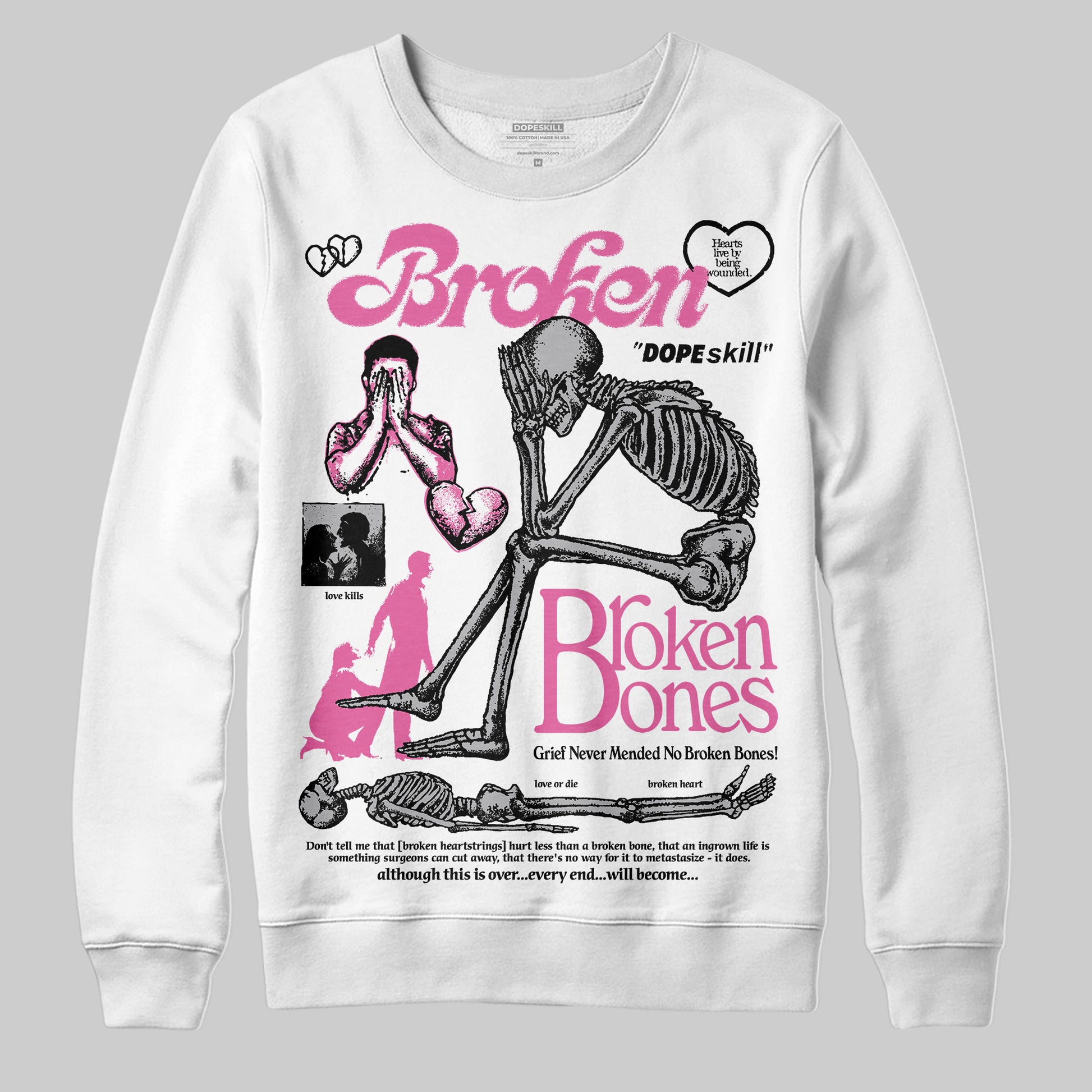 Asics Gel-Kayano 14 ‘Cream Sweet Pink’ DopeSkill Sweatshirt Broken Bones Graphic Streetwear - White