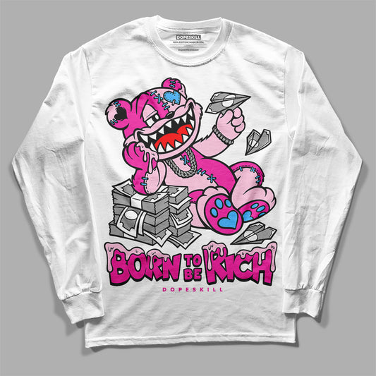 Pink Sneakers DopeSkill Long Sleeve T-Shirt Born To Be Rich Graphic Streetwear - White