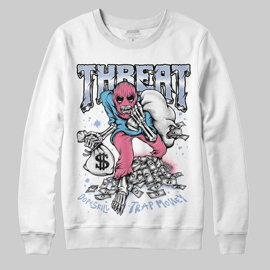 Jordan 3 GS “Denim/Pink Glow” DopeSkill Sweatshirt Threat Graphic Streetwear - White
