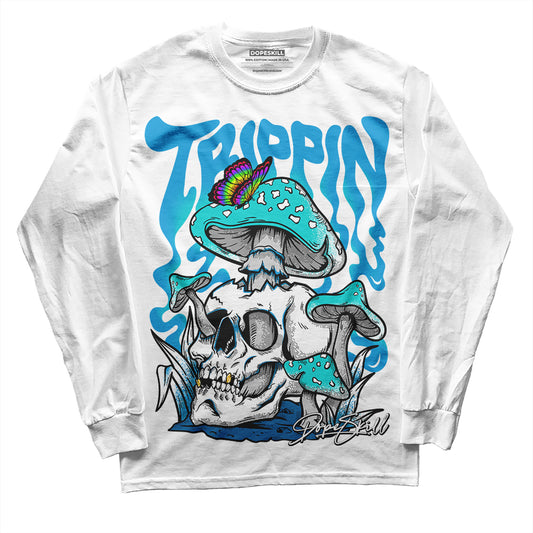 Jordan 4 Retro Military Blue DopeSkill Long Sleeve T-Shirt Trippin Graphic Streetwear - White