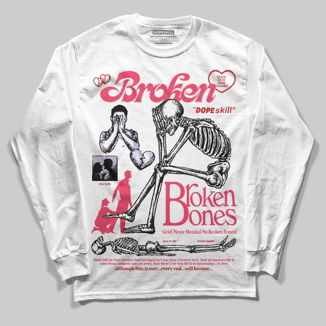 Jordan 5 Low “Peanut Butter Jelly” DopeSkill Long Sleeve T-Shirt Broken Bones Graphic Streetwear - White