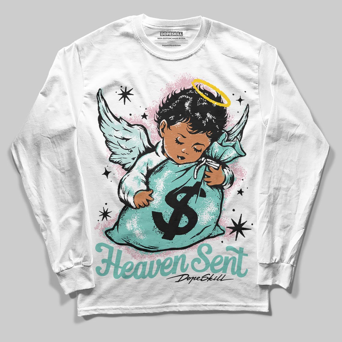 Jordan 11 Low "Igloo" DopeSkill Long Sleeve T-Shirt Heaven Sent Graphic Streetwear - White