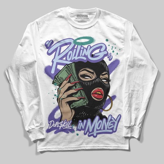 Jordan 5 OG “Grape” DopeSkill Long Sleeve T-Shirt Rolling in Money Graphic Streetwear - White