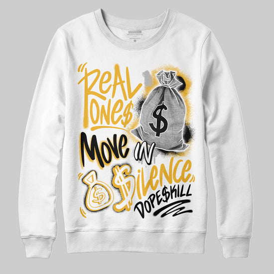 Jordan 5 'Tokyo' DopeSkill Sweatshirt Real Ones Move In Silence Graphic Streetwear - White