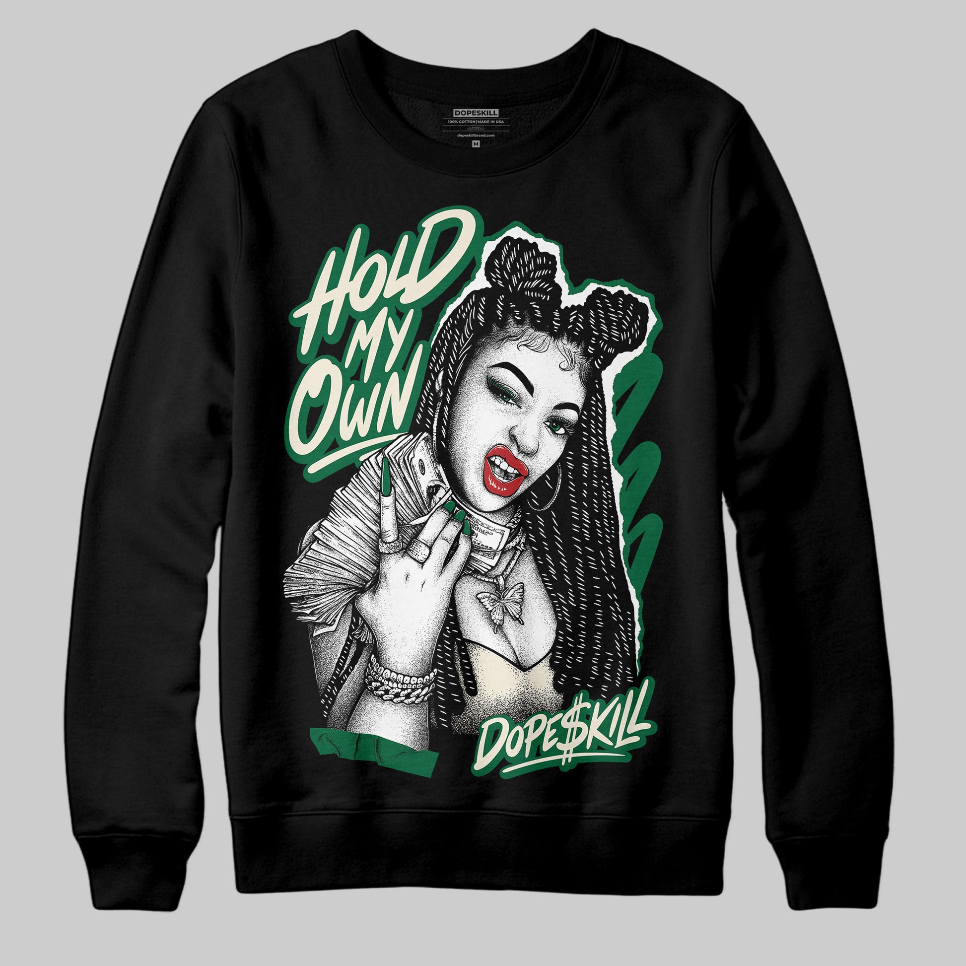 Jordan 13 GS “Pine Green” DopeSkill Sweatshirt New H.M.O Graphic Streetwear - Black