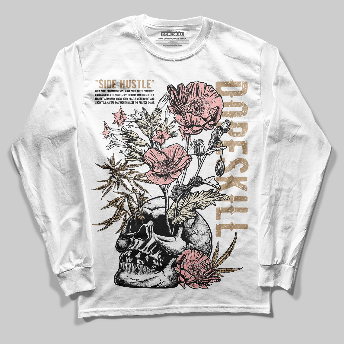 Nike Air Force 1 Low Canvas “Linen” DopeSkill Long Sleeve T-Shirt Side Hustle Graphic Streetwear - White