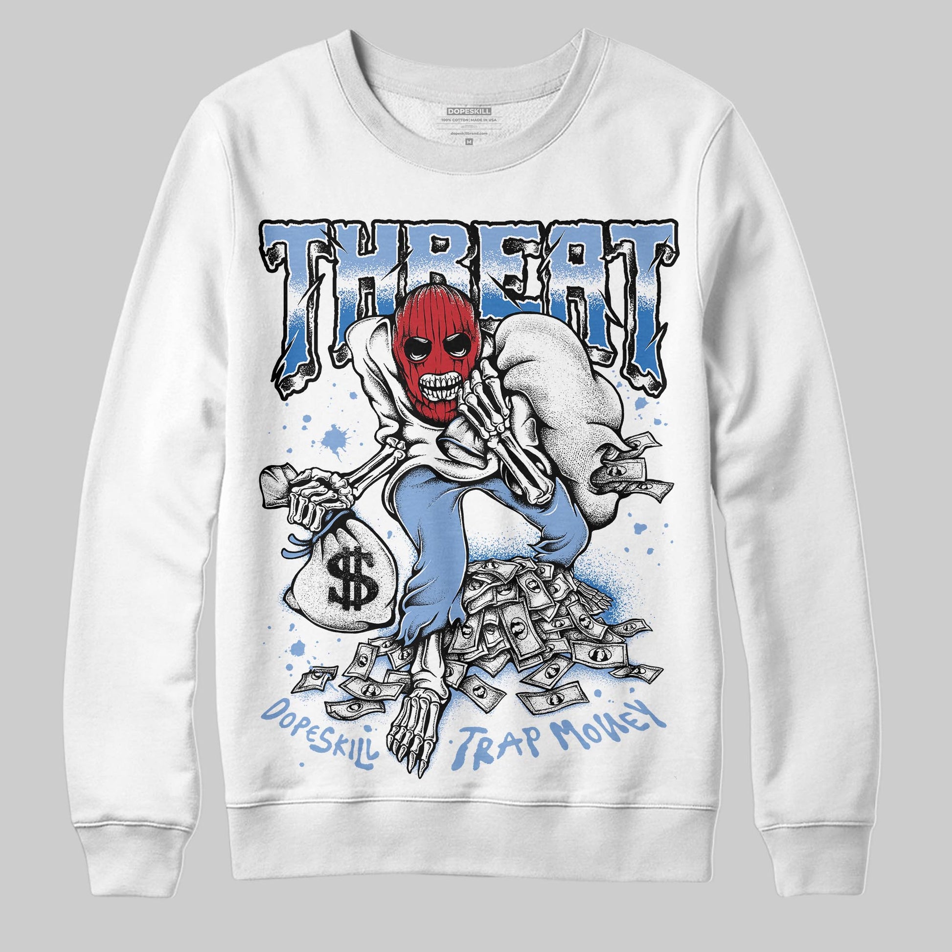Jordan 4 WMNS 'Forget Me Not' DopeSkill Sweatshirt Threat Graphic Streetwear - White