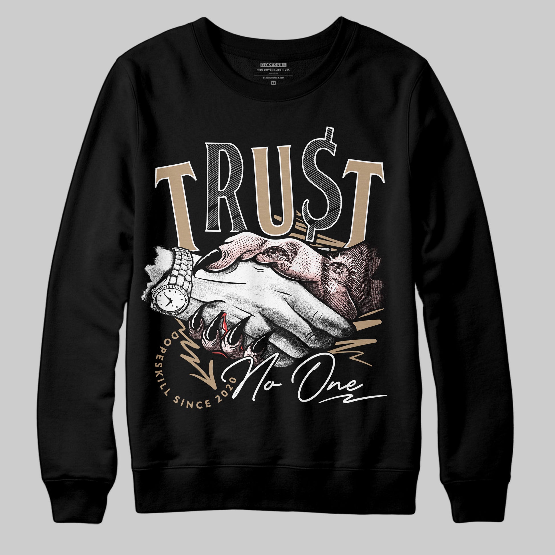 Nike Air Force 1 Low Canvas “Linen” DopeSkill Sweatshirt Trust No One Graphic Streetwear - Black