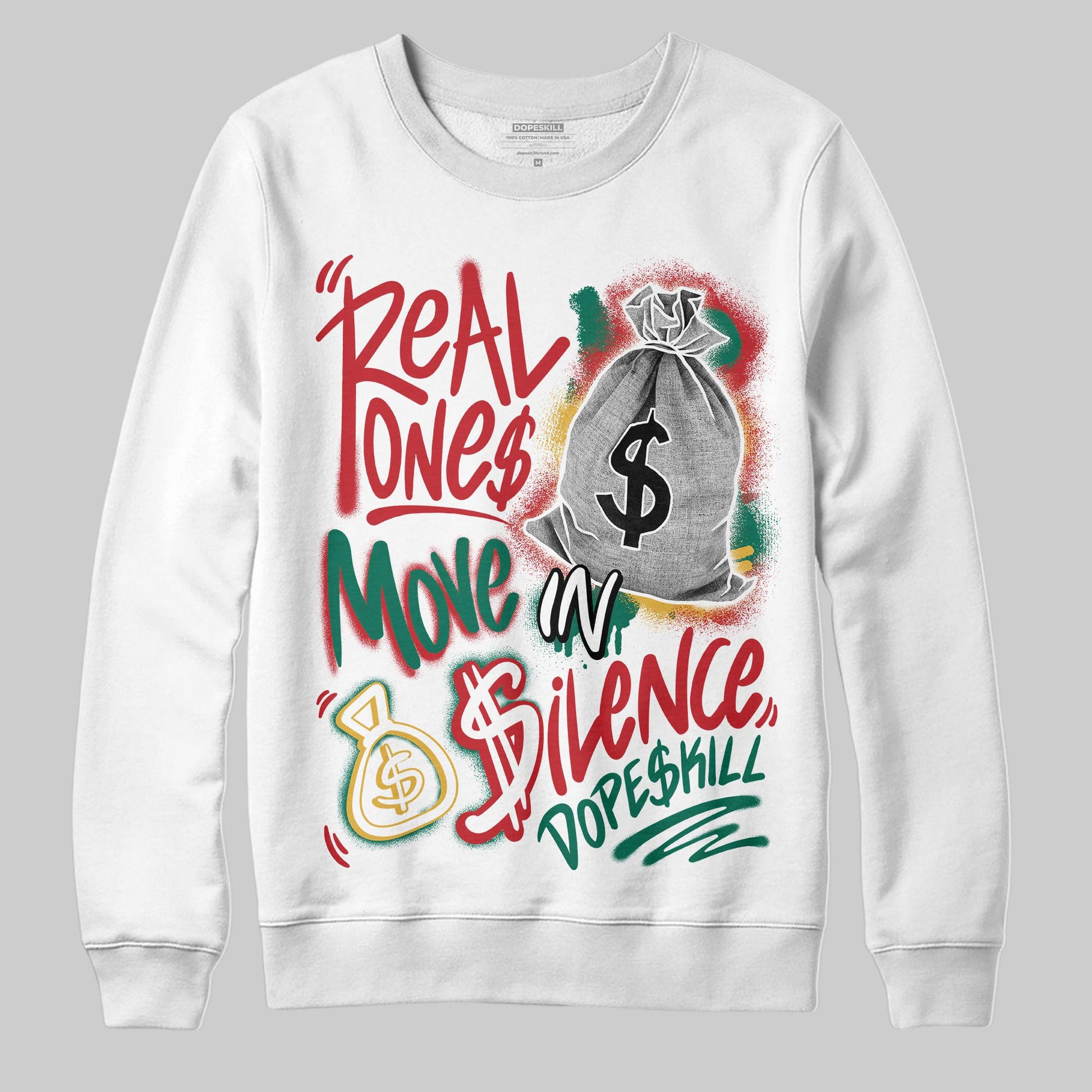 Jordan 3 Mexico 'El Vuelo' DopeSkill Sweatshirt Real Ones Move In Silence Graphic Streetwear - White
