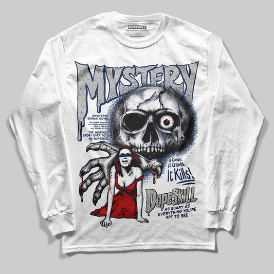 Jordan 4 SB “Summit White/Navy” DopeSkill Long Sleeve T-Shirt Mystery Ghostly Grasp Graphic Streetwear - White