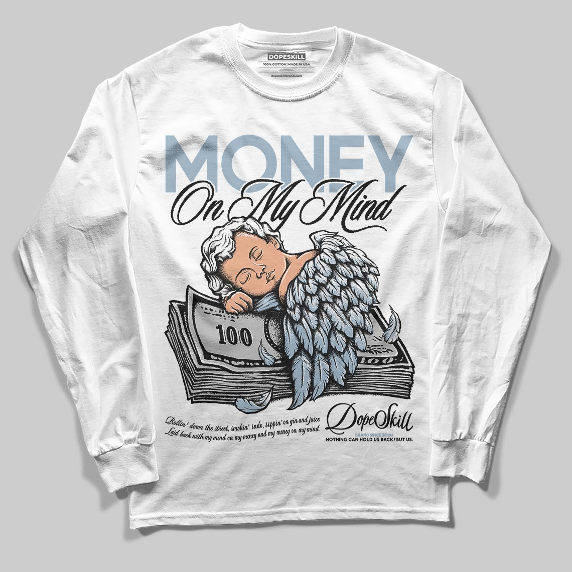 Jordan 40 “Blue Suede” DopeSkill Long Sleeve T-Shirt MOMM Graphic Streetwear - White
