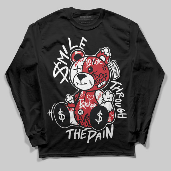 Jordan 11 Retro Low Bred (2025) DopeSkill Long Sleeve T-Shirt Smile Through The Pain Graphic Streetwear - Black