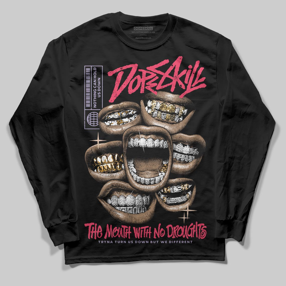 Jordan 5 Low “Peanut Butter Jelly” DopeSkill Long Sleeve T-Shirt The Mouth With No Droughts Graphic Streetwear - Black