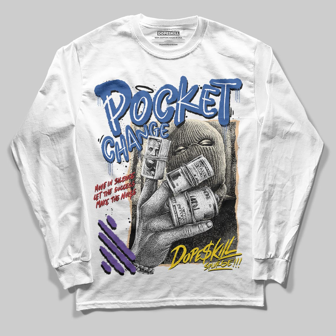 Jordan 17 Retro Low SP Infinite Archives DopeSkill Long Sleeve T-Shirt Pocket Change Graphic Streetwear - White