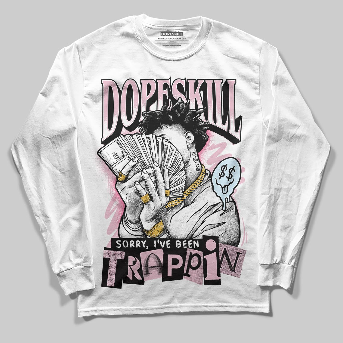 Jordan 5 OG “35th Anniversary” DopeSkill Long Sleeve T-Shirt Sorry I've Been Trappin Graphic Streetwear - White