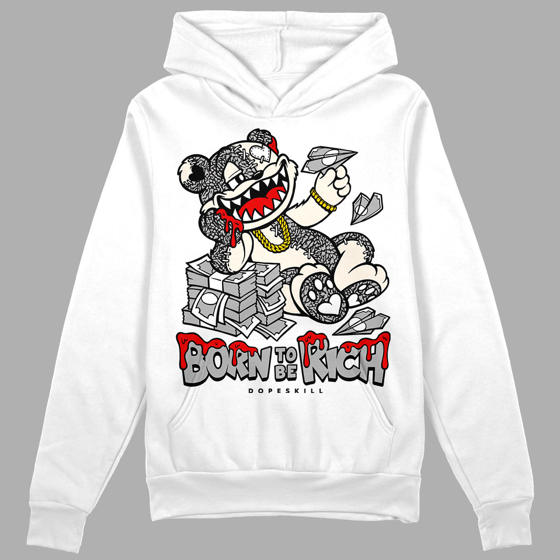 Jordan 3 “Off Noir” DopeSkill Hoodie Sweatshirt Born To Be Rich Graphic Streetwear - White