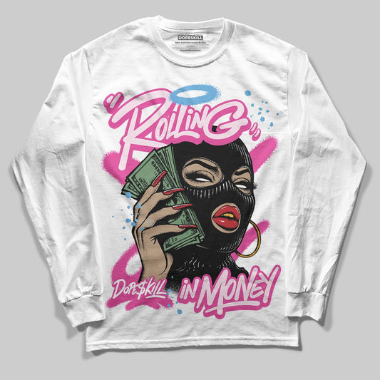 Dunk Low GS 'Triple Pink' DopeSkill Long Sleeve T-Shirt Rolling in Money Graphic Streetwear - White