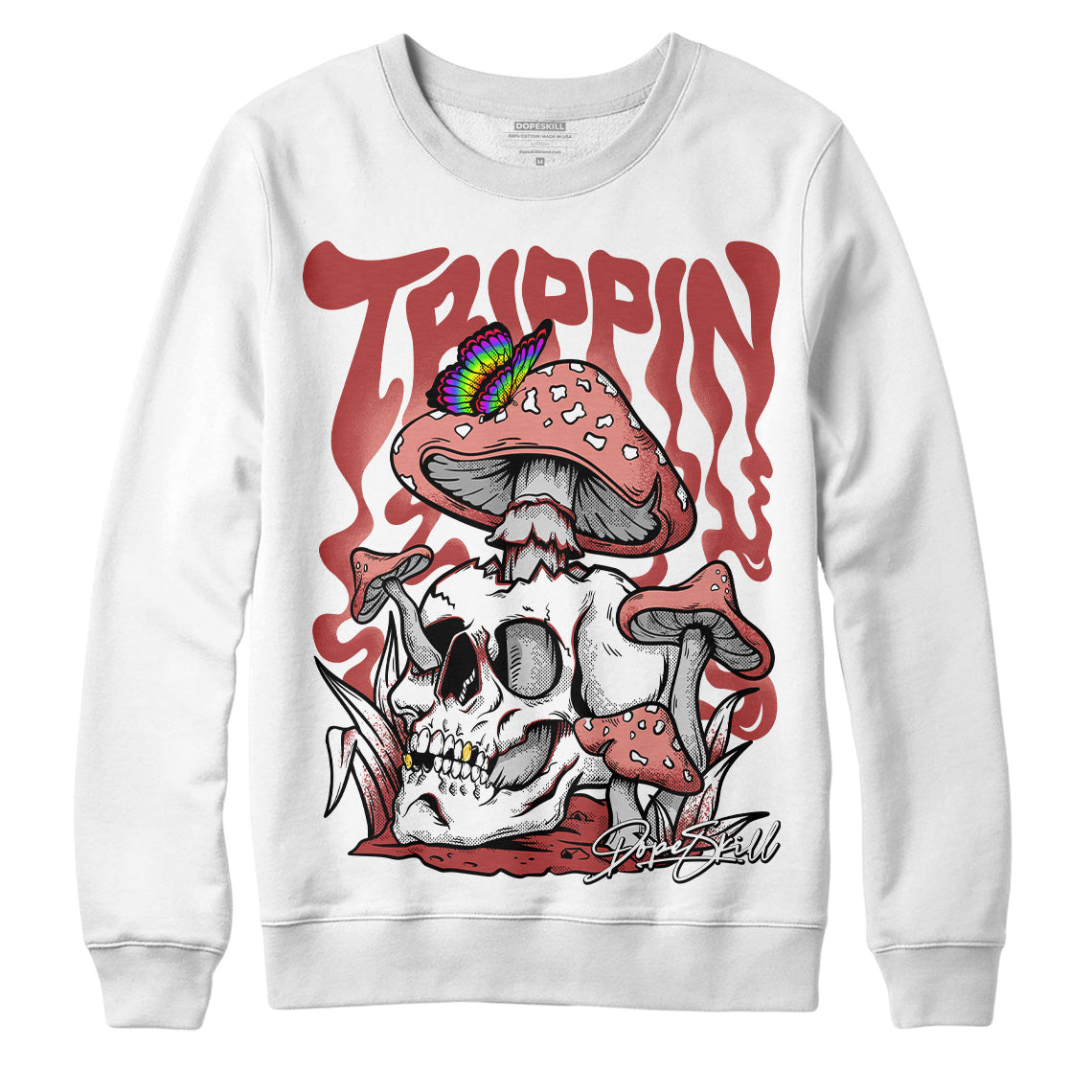 Jordan 13 “Dune Red” DopeSkill Sweatshirt Trippin Graphic Streetwear - WHite