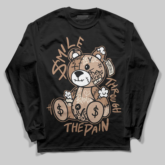 Jordan 4 Retro Cozy Girl DopeSkill Long Sleeve T-Shirt Smile Through The Pain Graphic Streetwear - Black