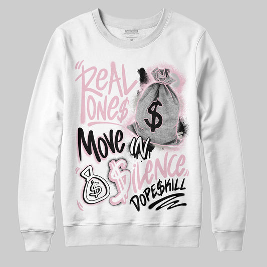 Jordan 5 OG “35th Anniversary” DopeSkill Sweatshirt Real Ones Move In Silence Graphic Streetwear - White