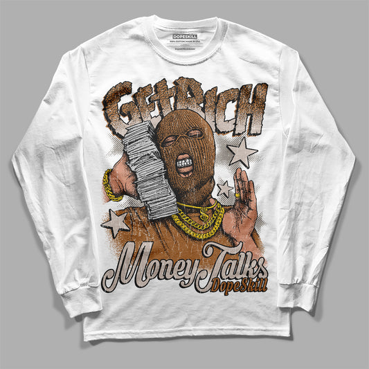 Jordan 3 Retro Palomino DopeSkill Long Sleeve T-Shirt Get Rich Graphic Streetwear - White