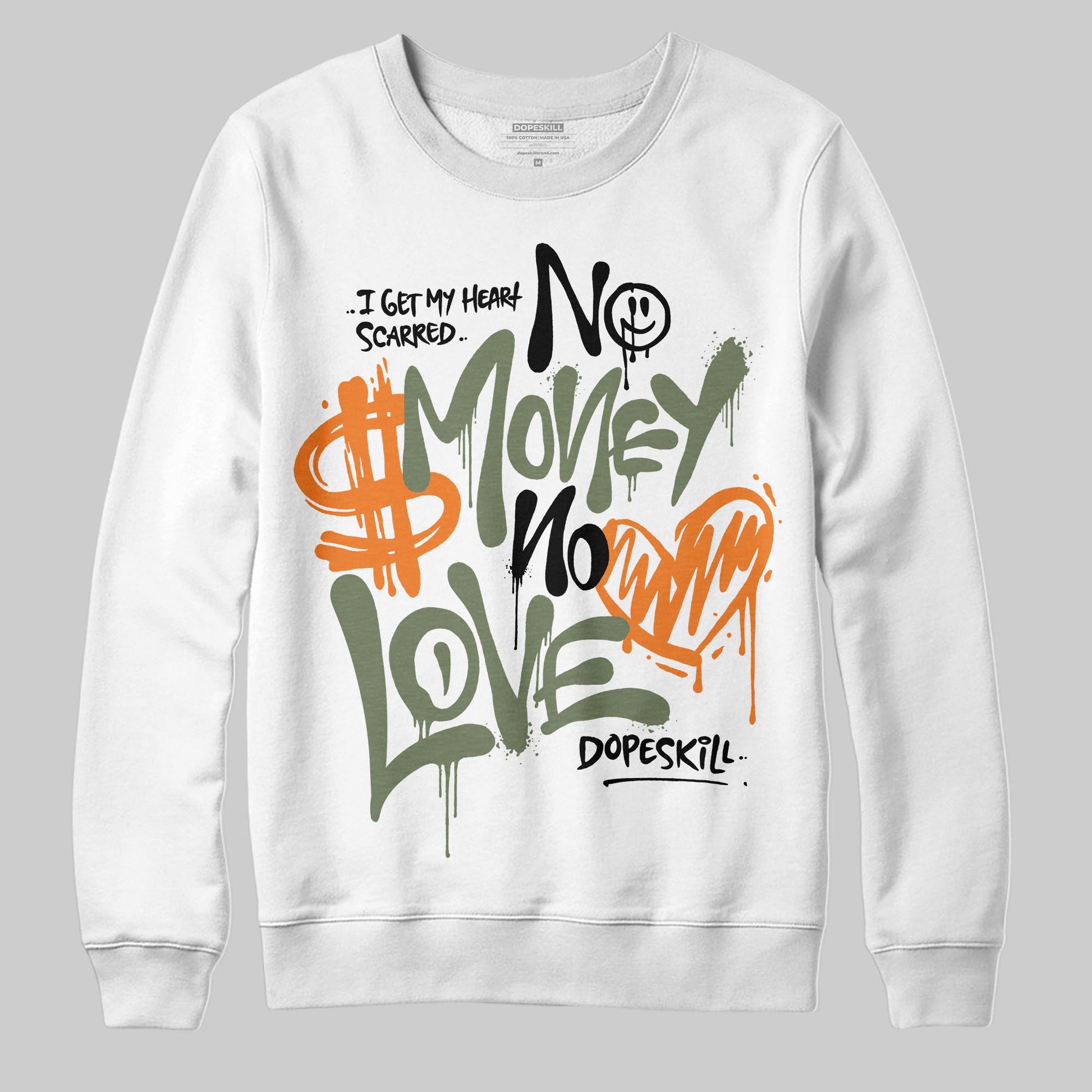 Jordan 4 Retro OG SP Undefeated (2025) DopeSkill Sweatshirt No Money No Love Typo Graphic Streetwear - White